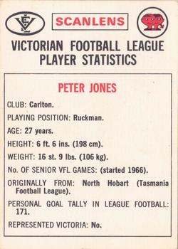 1974 Scanlens VFL #41 Peter Jones Back